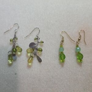 Elegant Green and Silver Dangle Earrings